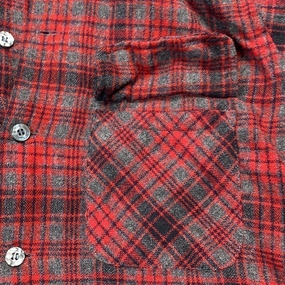 Vintage JCPenney TowncrafT Plus Wool Red Plaid Button Up Shirt - Picture 4 of 5